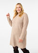Short ribbed dress with a round neck, Simply Taupe Mel., Model image number 0