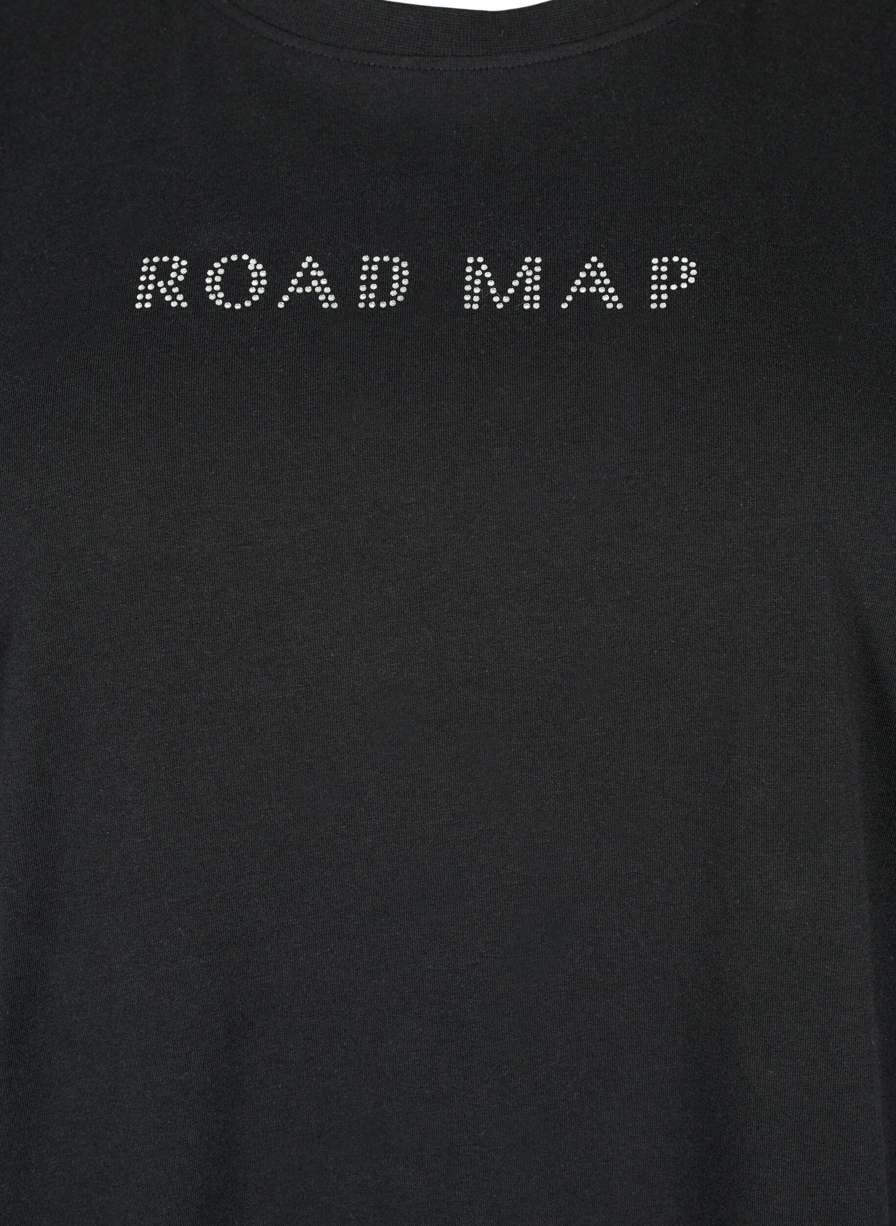 Zizzifashion T-shirt in organic cotton with similistones, Black, Packshot image number 2