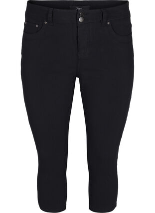 Close-fitting capri trousers in viscose mix, Black, Packshot image number 0