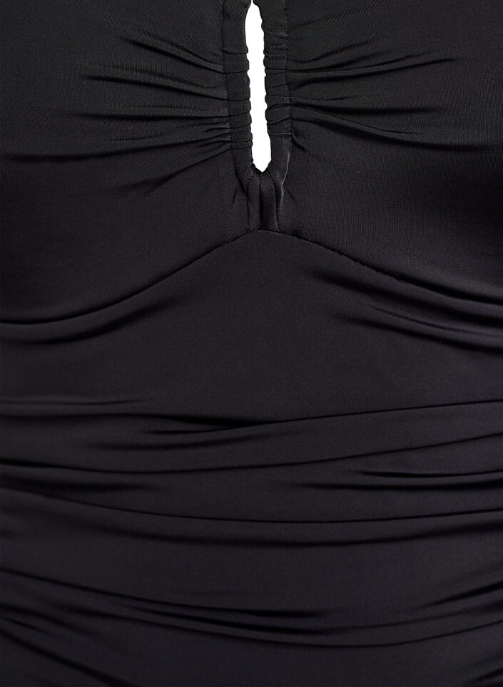 Swimsuit with ring detail and draping, Black, Packshot image number 2
