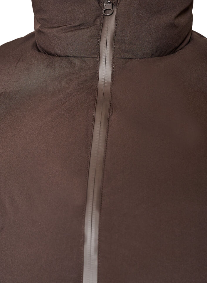 Short puff vest with high collar, Brown, Packshot image number 2