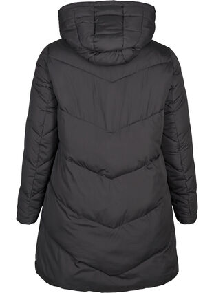 Long reversible jacket with a hood, Black COMB, Packshot image number 1