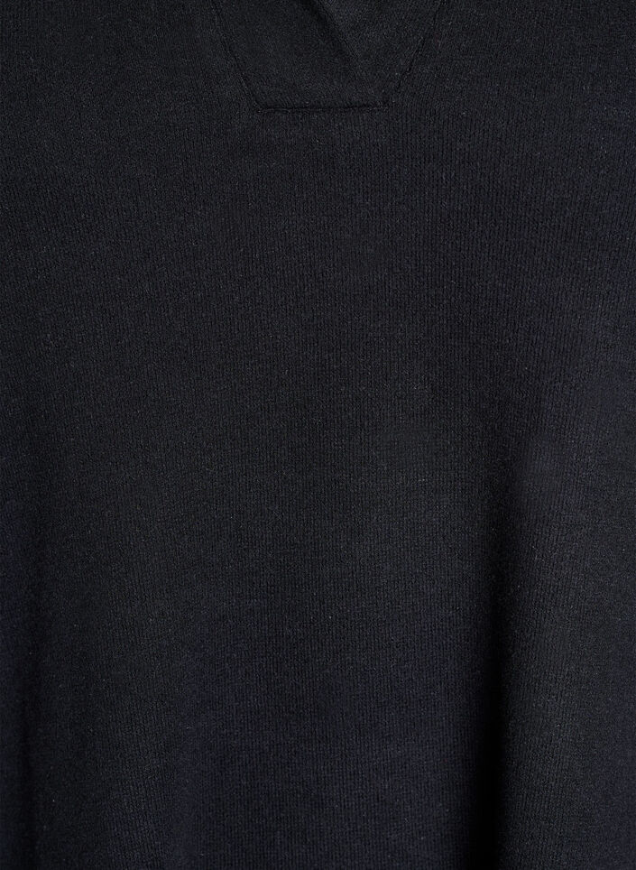 Jersey blouse with collar and short sleeves, Black, Packshot image number 2