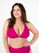 Solid color triangle bikini top, Pink, Model image number 0