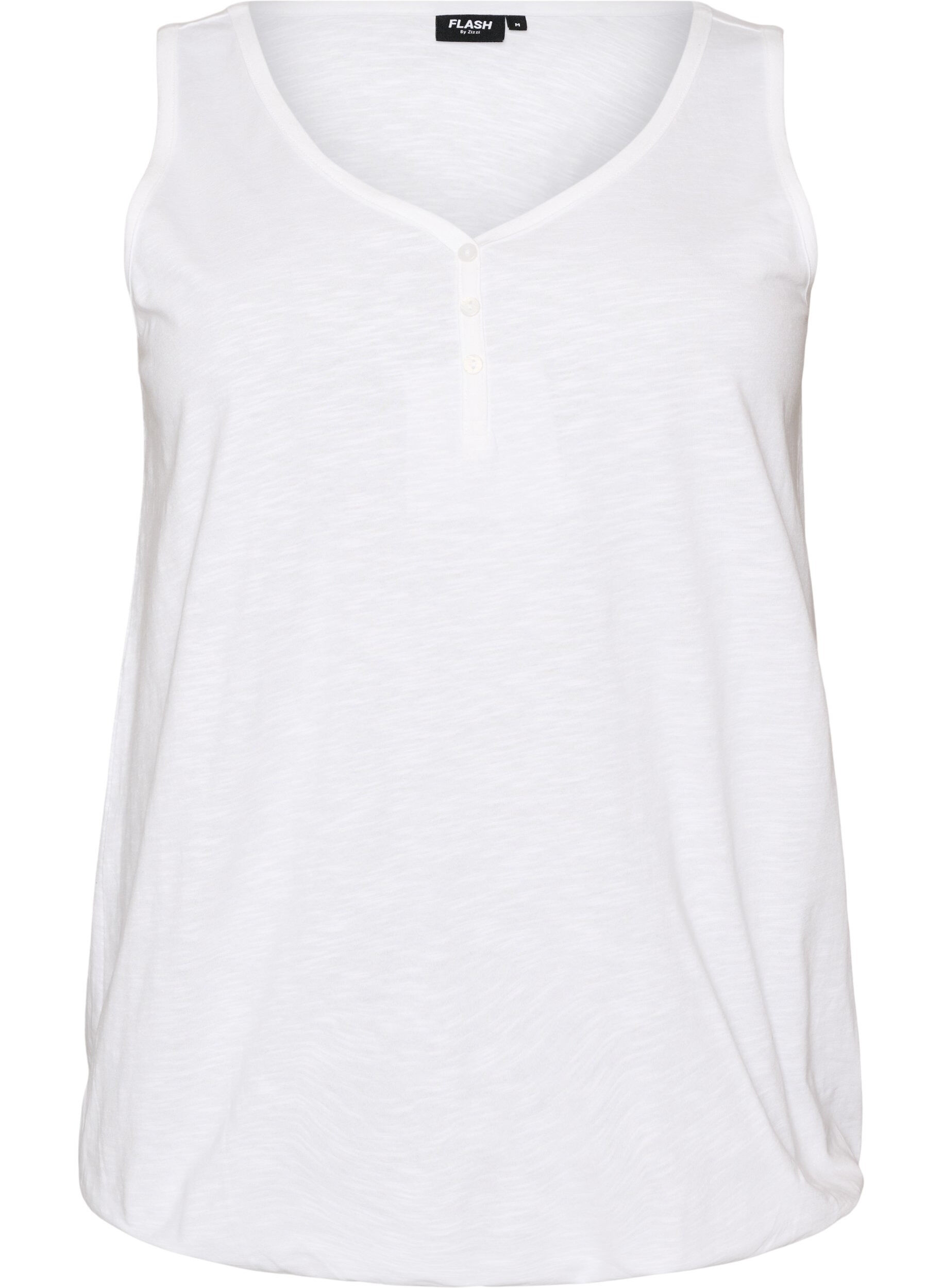 Zizzifashion Tank top in organic cotton with V-neck and buttons, White, Packshot image number 0