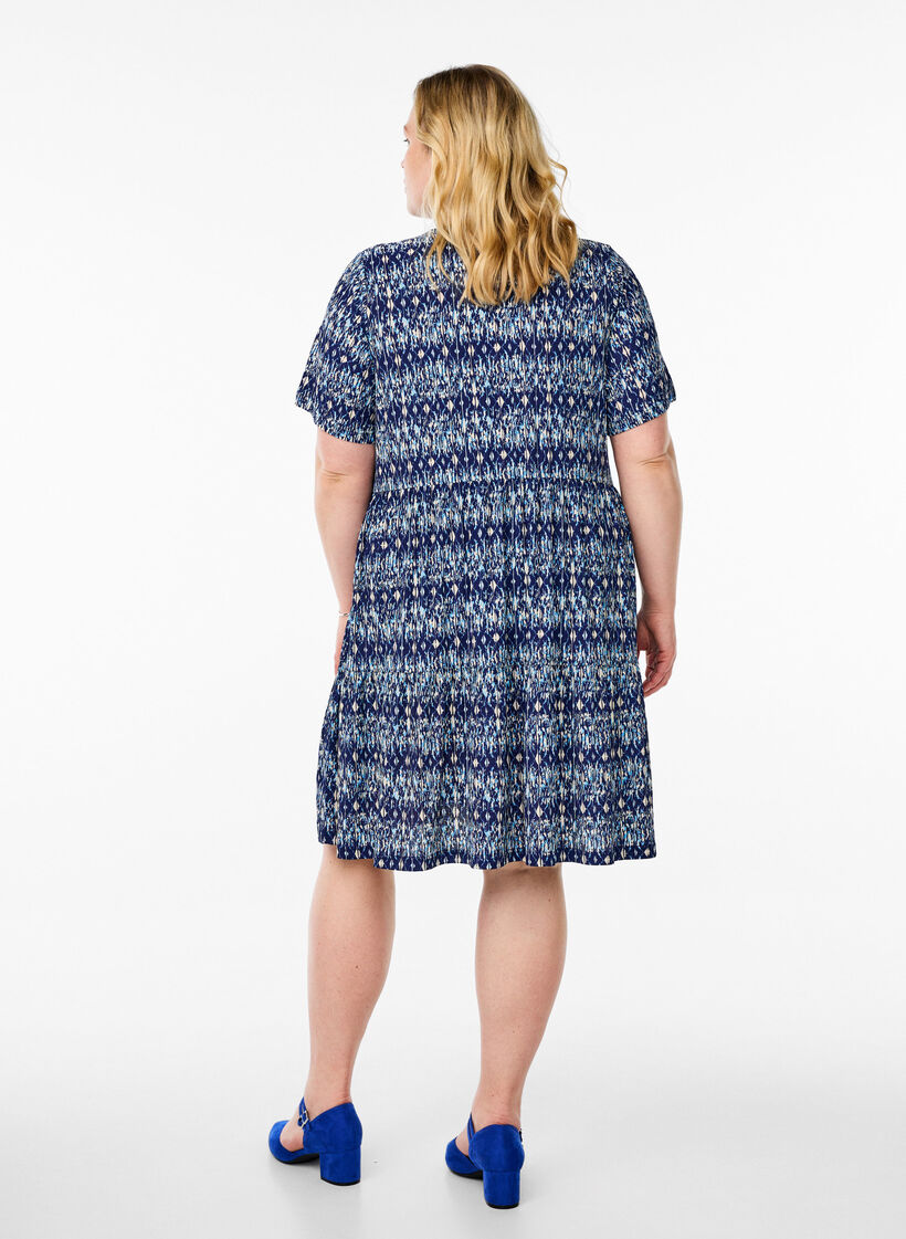 Patterned dress with panels, Blue, Model image number 2