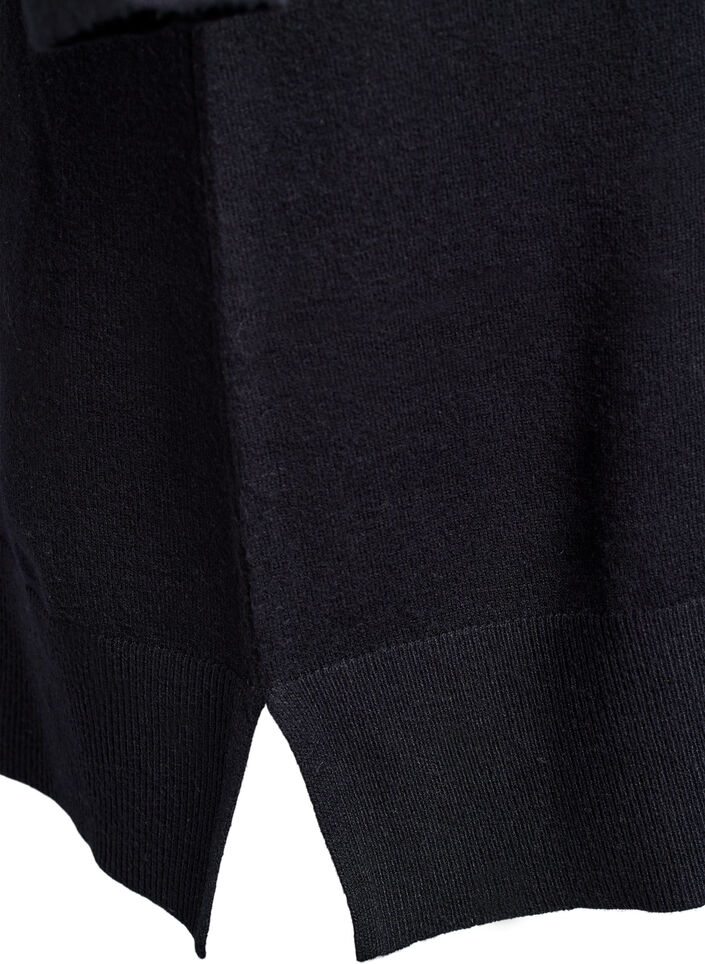 Short knitted dress with raglan sleeves and a centre seam, Black, Packshot image number 3