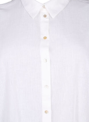 Long shirt in cotton blend with linen, Bright White, Packshot image number 2