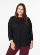 Jersey blouse with 3/4 sleeves, Black, Model image number 0