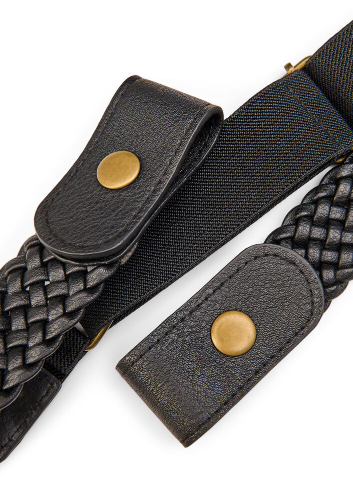 Braided elastic belt, Black, Packshot image number 2