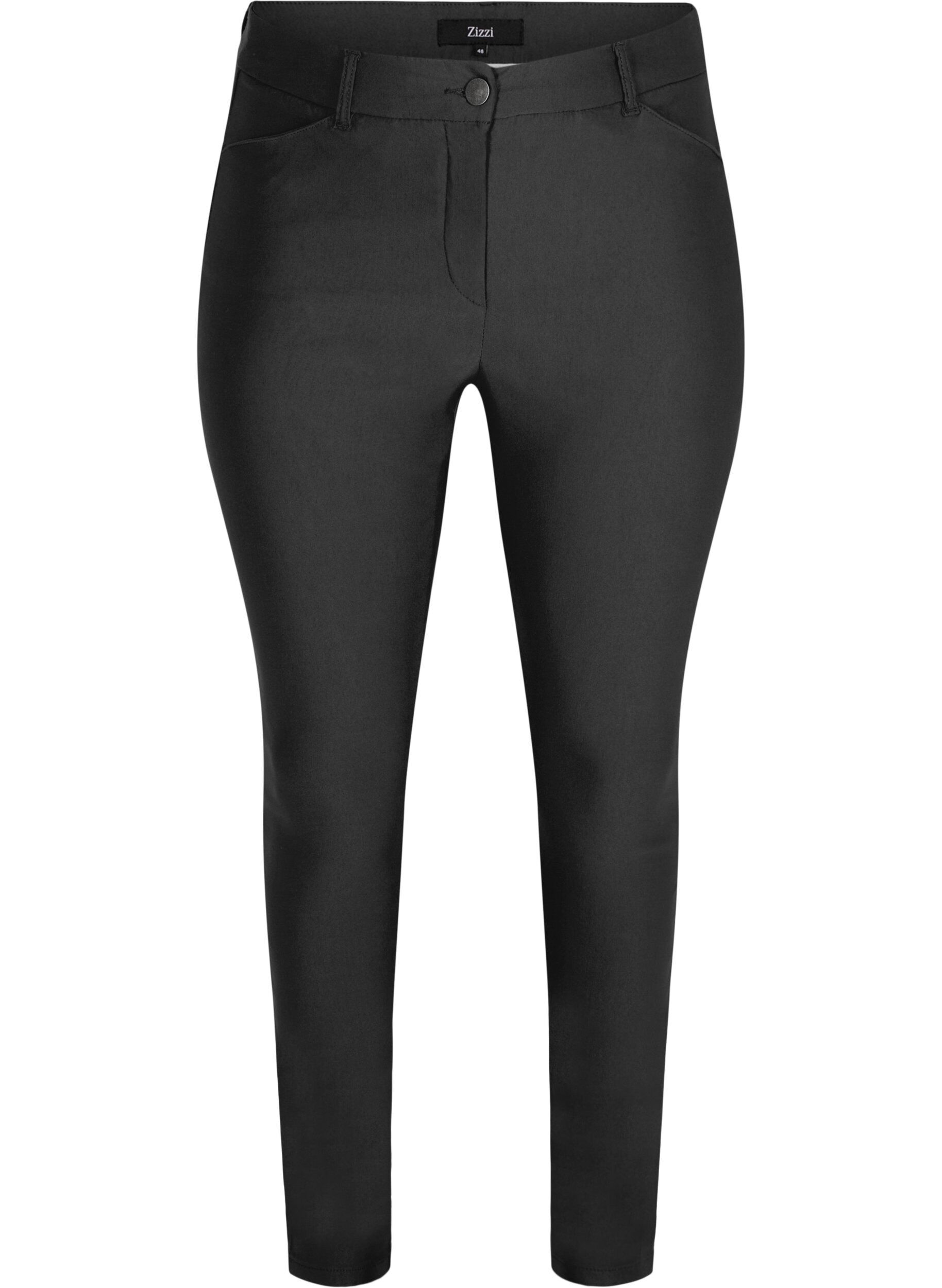 Zizzifashion Cropped trousers with a light shine, Black, Packshot image number 0