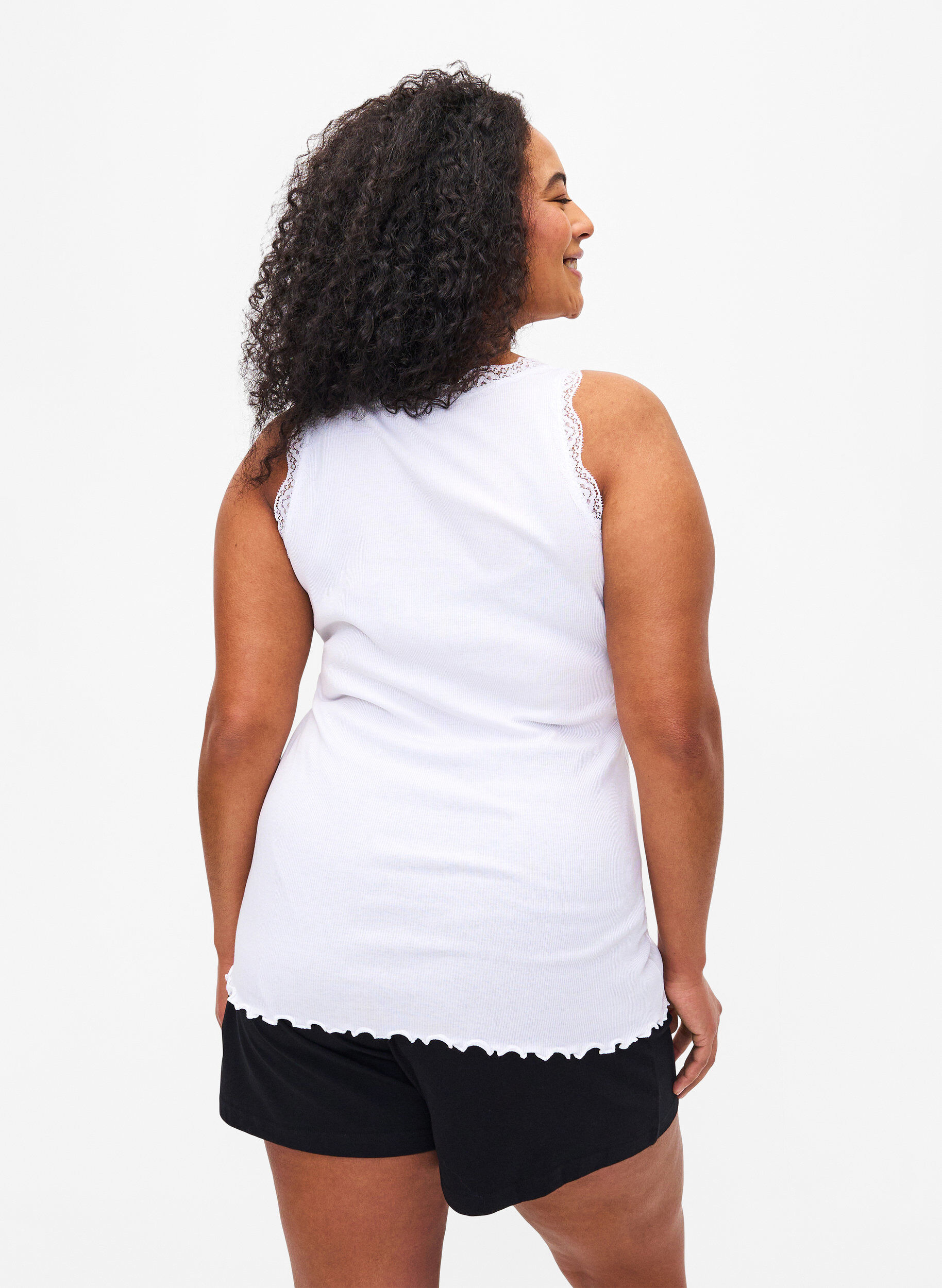 Zizzifashion Top with lace trim, White, Model image number 2