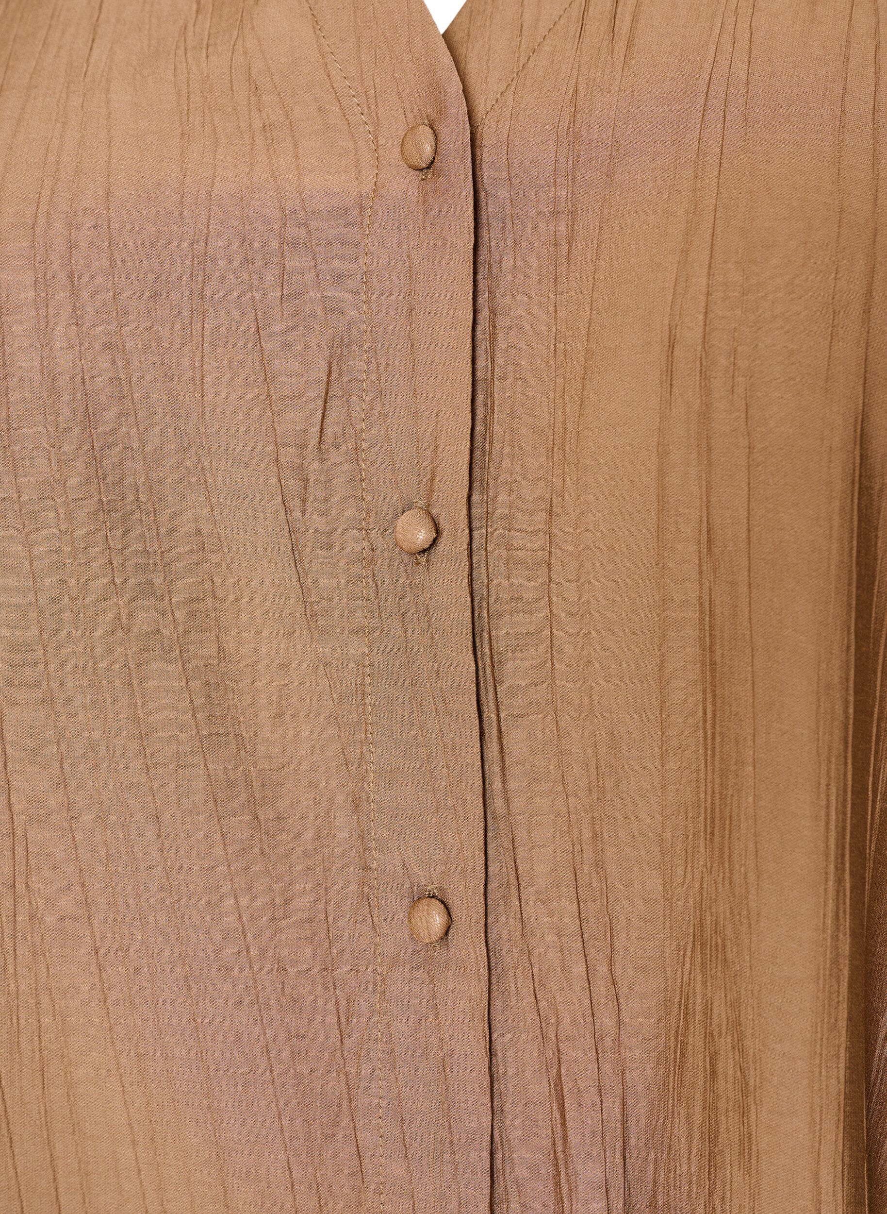 Zizzifashion Viscose blouse with buttons and texture, Brown, Packshot image number 2