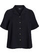 Short-sleeved shirt in cotton muslin, Black, Packshot image number 0