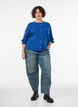 Rib knit cardigan with buttons, Blue, Model image number 1