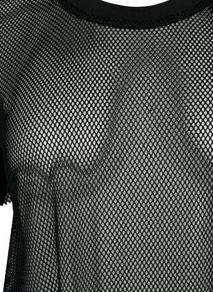 Mesh blouse with short sleeves, Black, Packshot image number 2