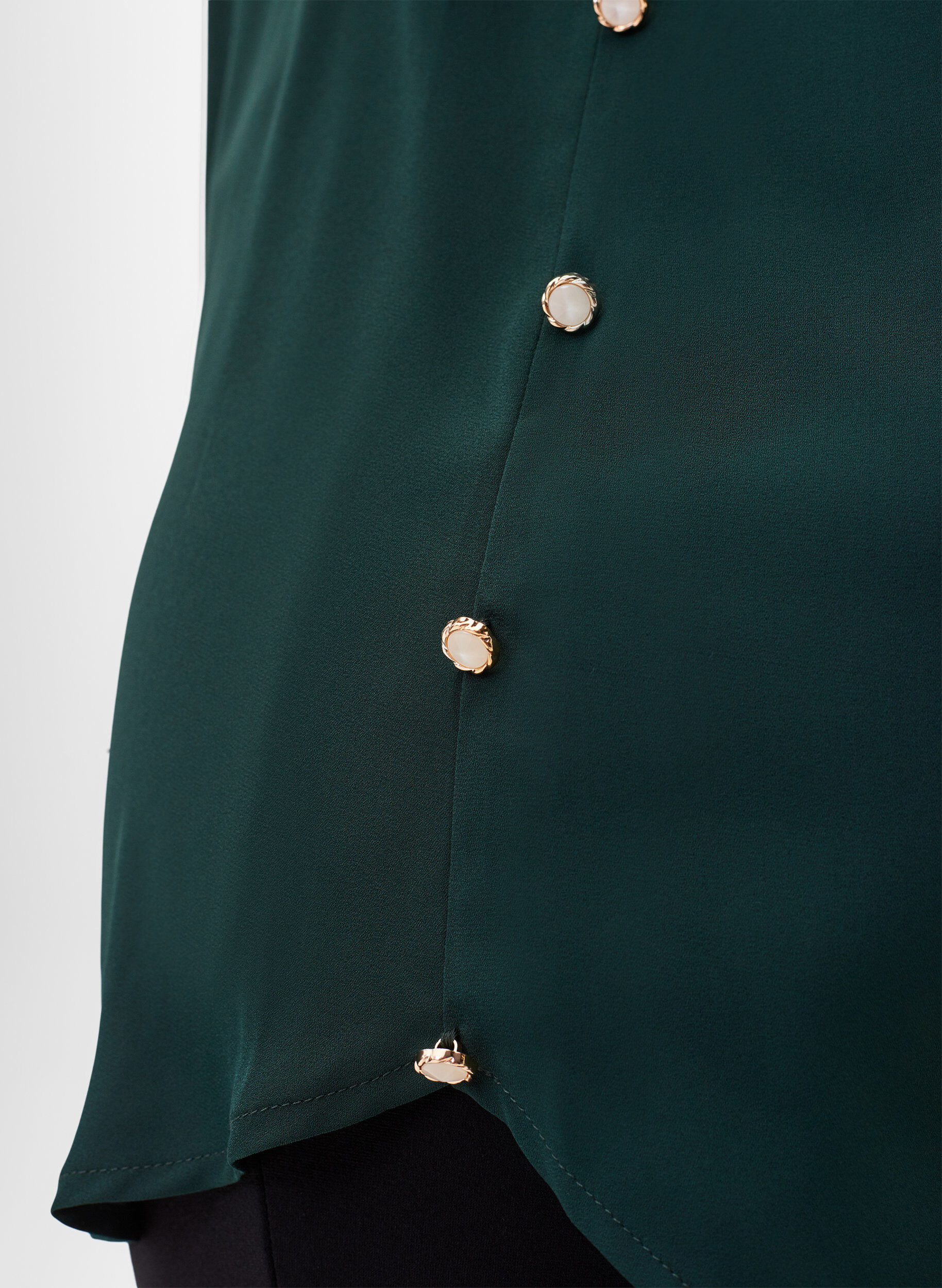 Zizzifashion Long sleeve shirt with ruffle collar, Scarab, Model image number 2