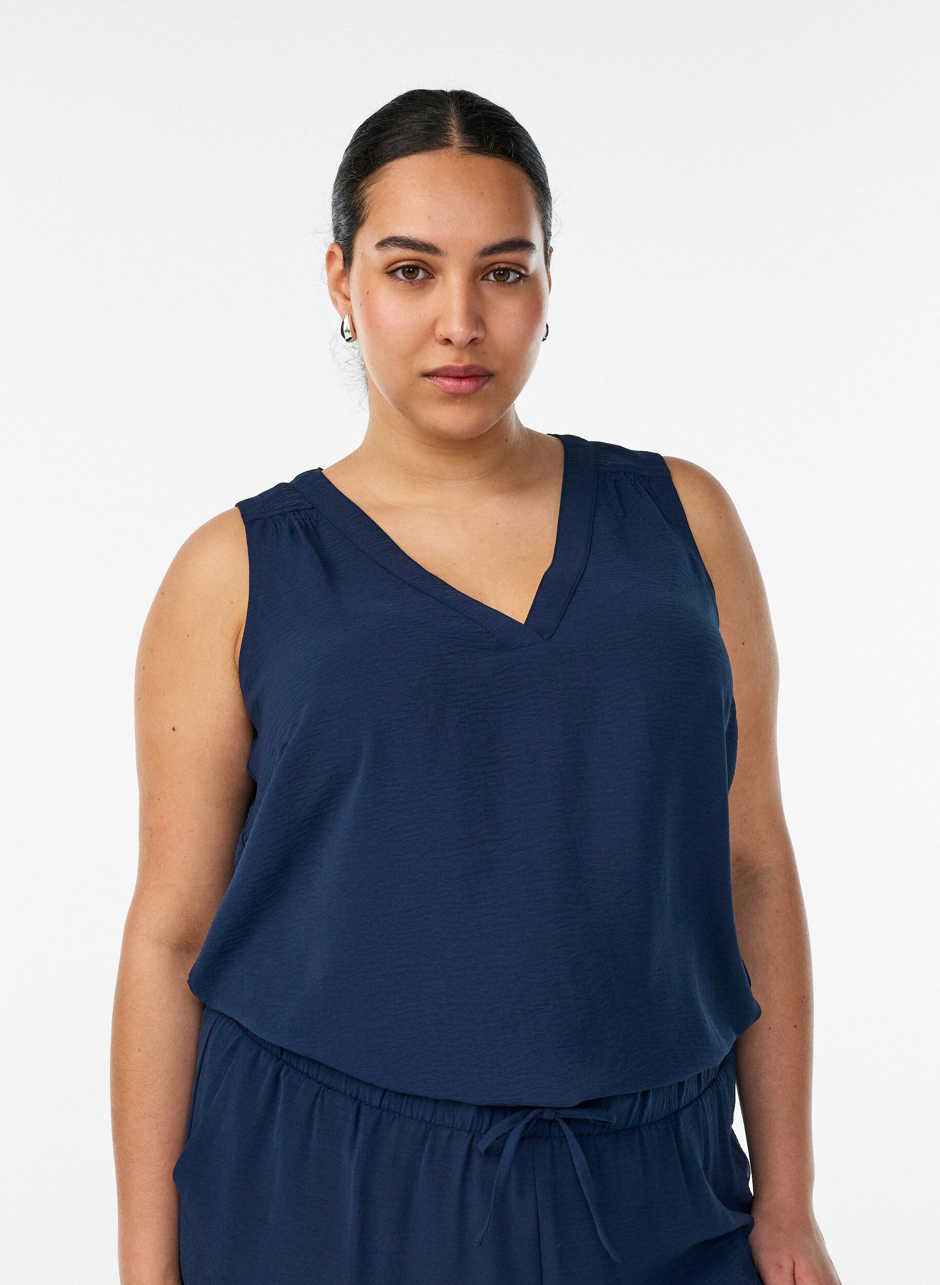 Zizzifashion Sleeveless top with wrinkle details, Blue, Model image number 0