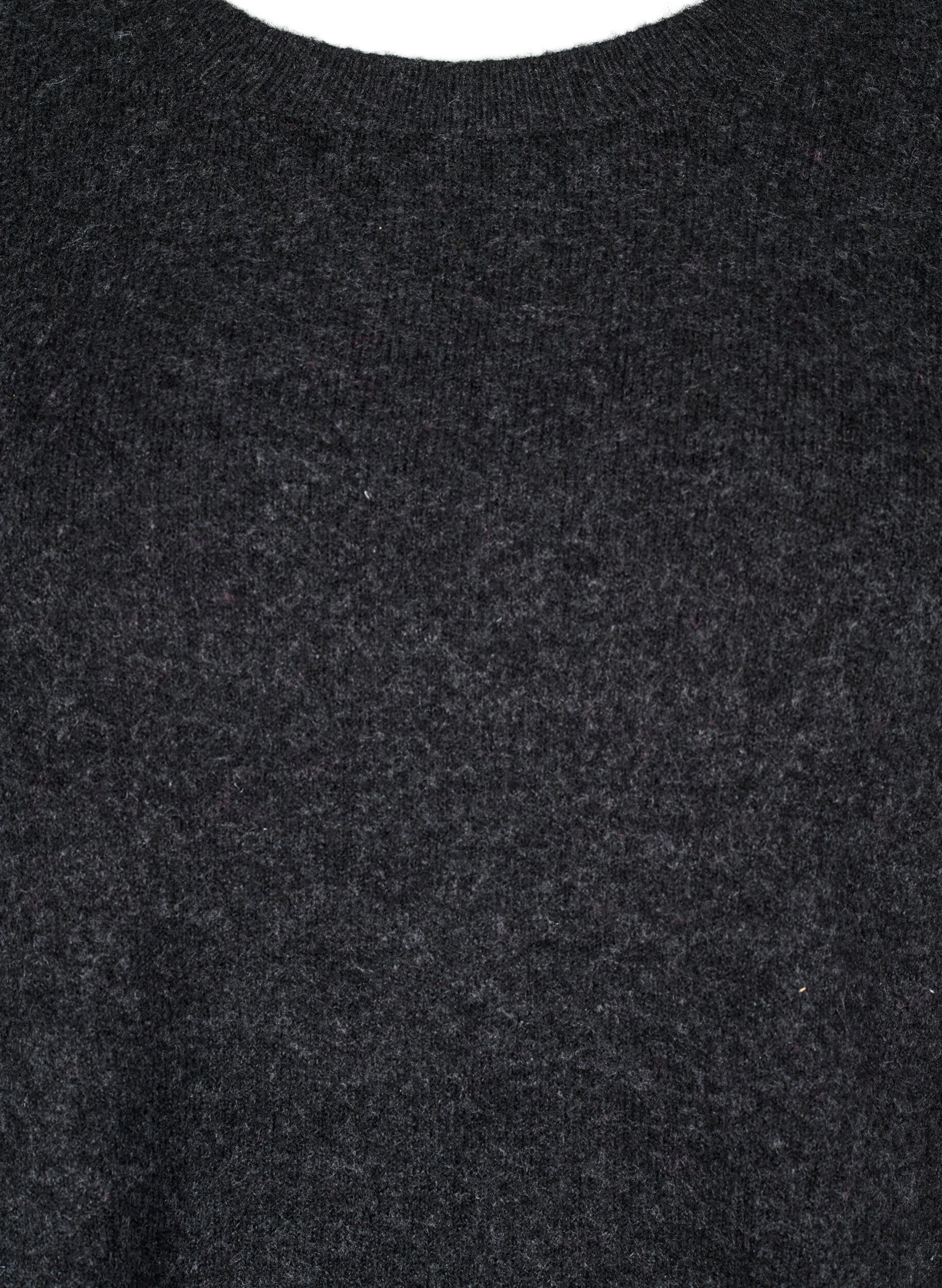Zizzifashion Knitted top with wool and slits, Dark Grey Melange, Packshot image number 2