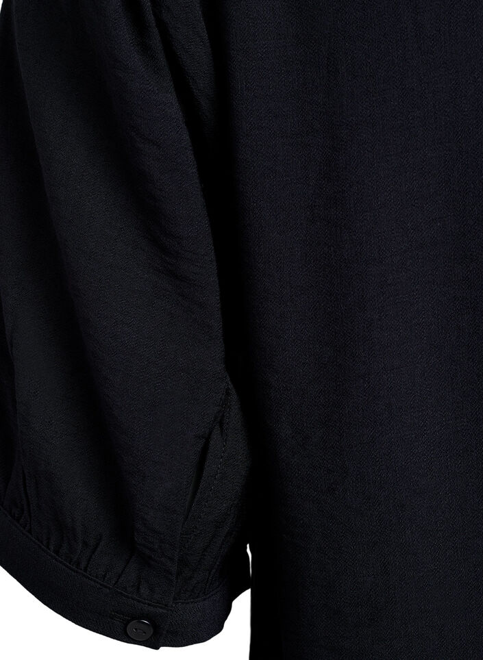 Viscose blouse with 1/2 sleeves, Black, Packshot image number 3