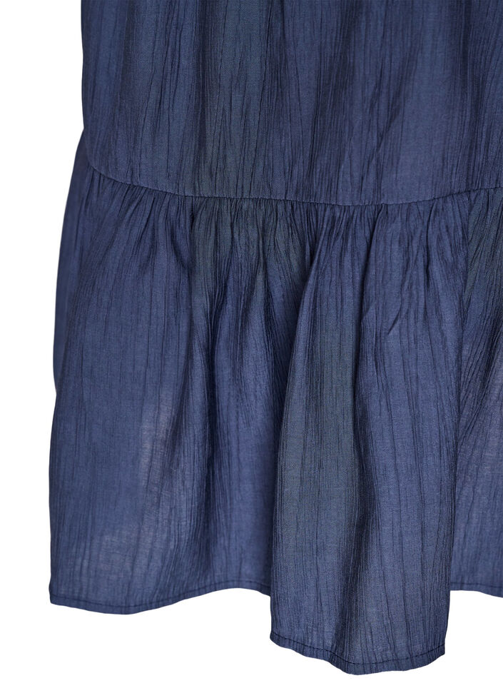 Short viscose dress with ruffle details, Blue, Packshot image number 3