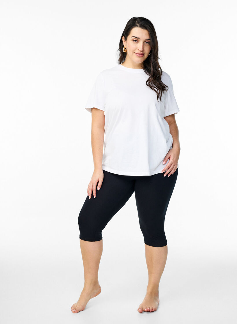 Basic 3/4 viscose leggings, Black, Model image number 2