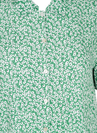 Short-sleeve viscose midi dress, Green W. Flower, Packshot image number 2