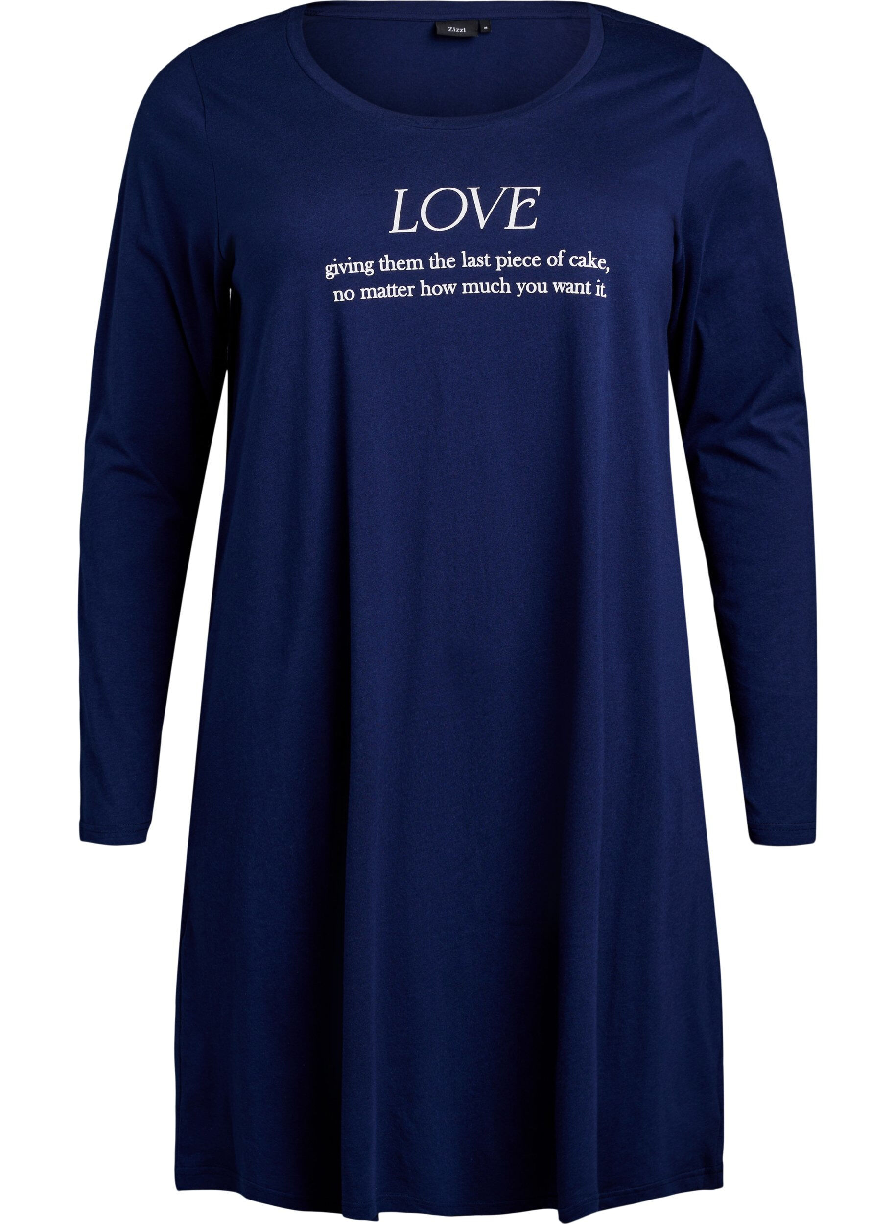 Zizzifashion Long-sleeved nightgown in organic cotton, Blue, Packshot image number 0
