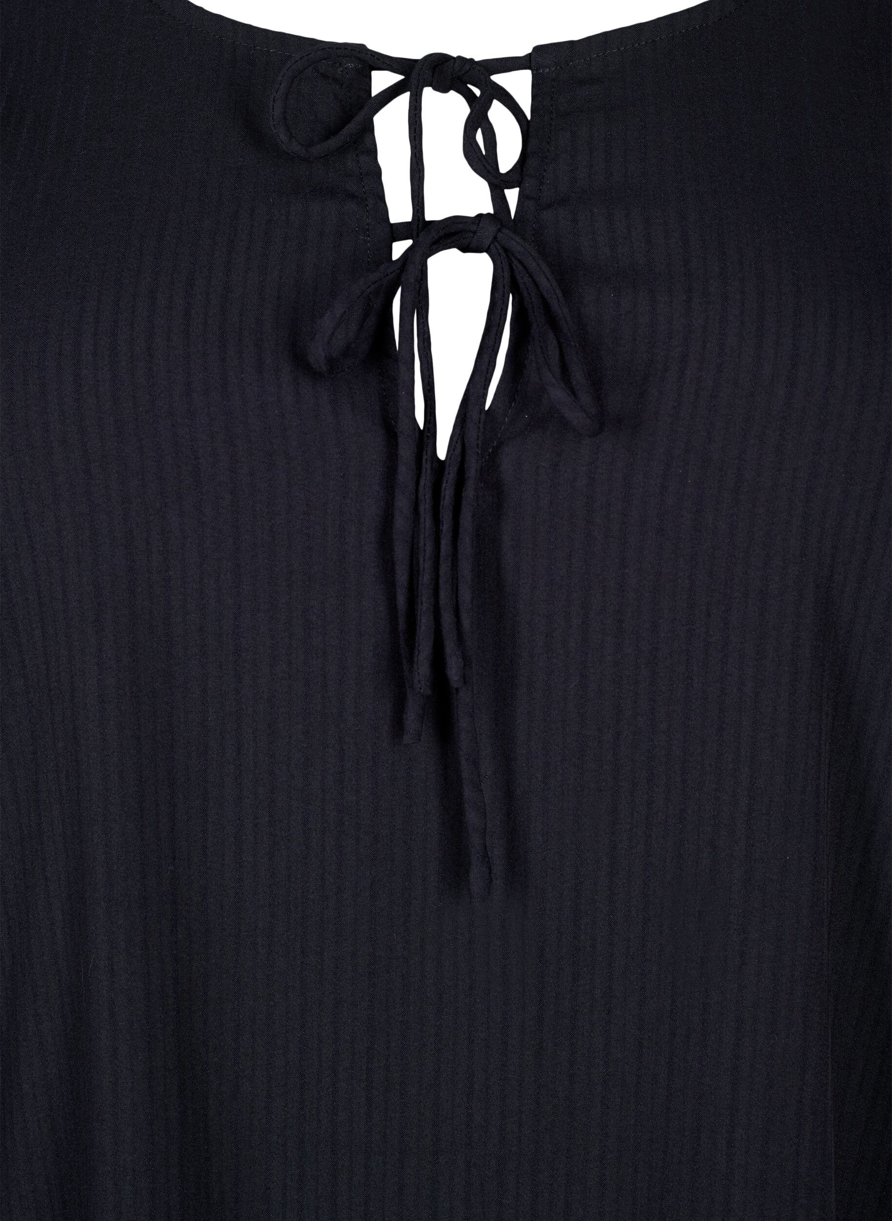 Zizzifashion Tunic in viscose with ties, Black, Packshot image number 2