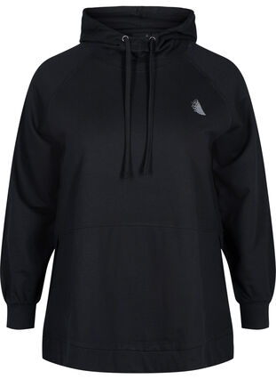 Hooded sweatshirt with slits, Black, Packshot image number 0