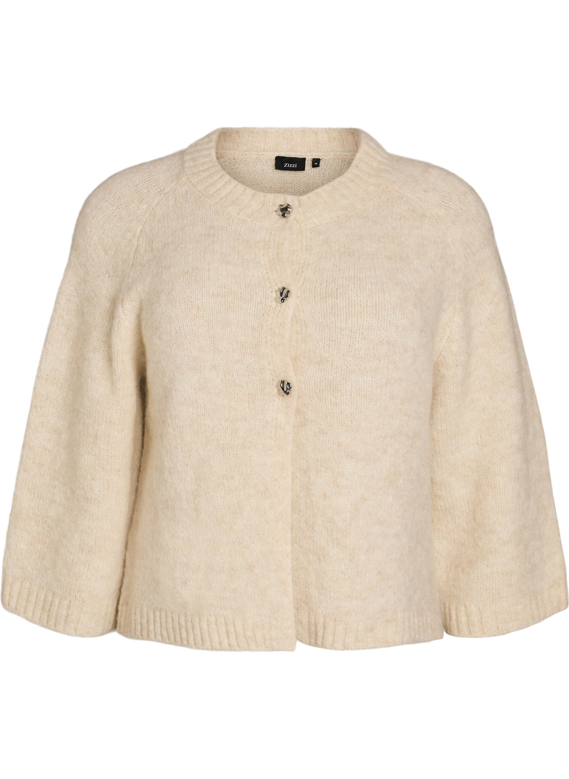 ZizzifashionWool blend cardigan with 3/4 sleeves, Beige, Packshot image number 0