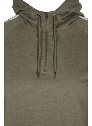  Sweatshirt with hood and zip, Ivy Green Melange, Packshot image number 2