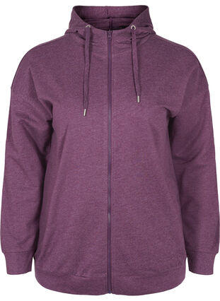Sweater cardigan with a zip and hood, Blackberry Wine, Packshot image number 0