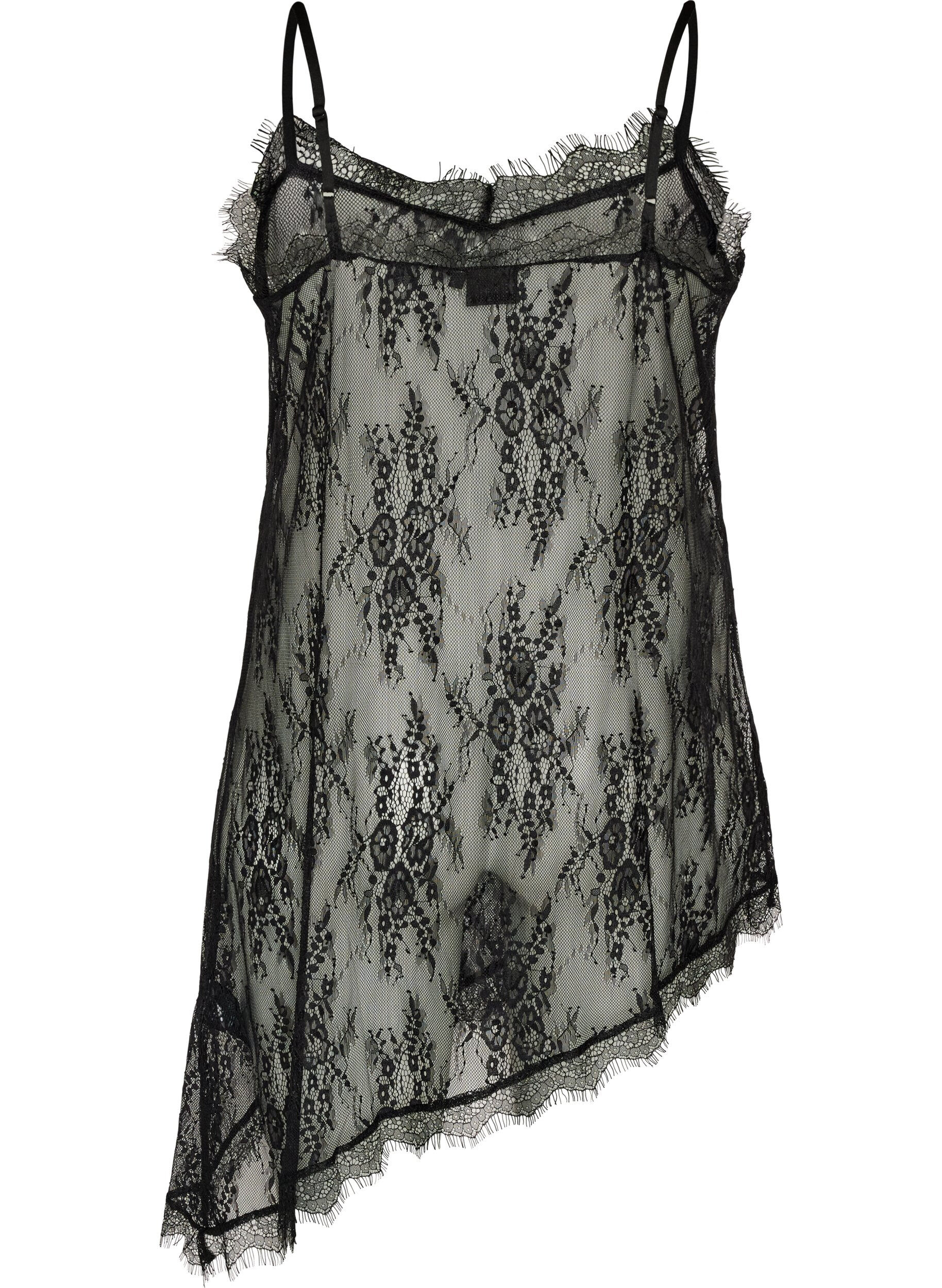 ZizzifashionLace dress with asymmetric cut, Black, Packshot image number 1