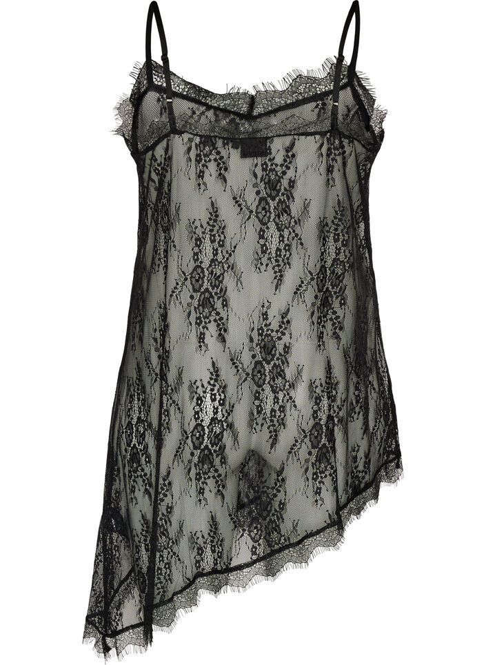 Lace dress with asymmetric cut, Black, Packshot image number 1