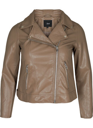 Short jacket in faux leather, Pine Bark, Packshot image number 0