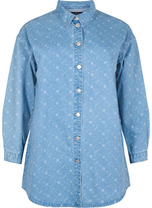 Denim shirt with print, Light blue denim, Packshot image number 0