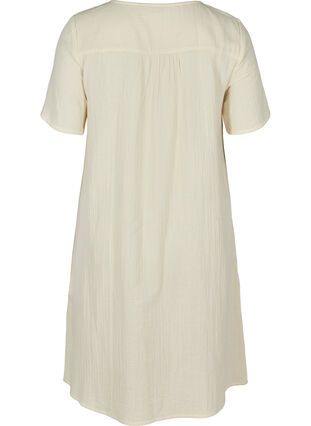 Short-sleeved cotton dress with embroidery, Beige As Sample, Packshot image number 1