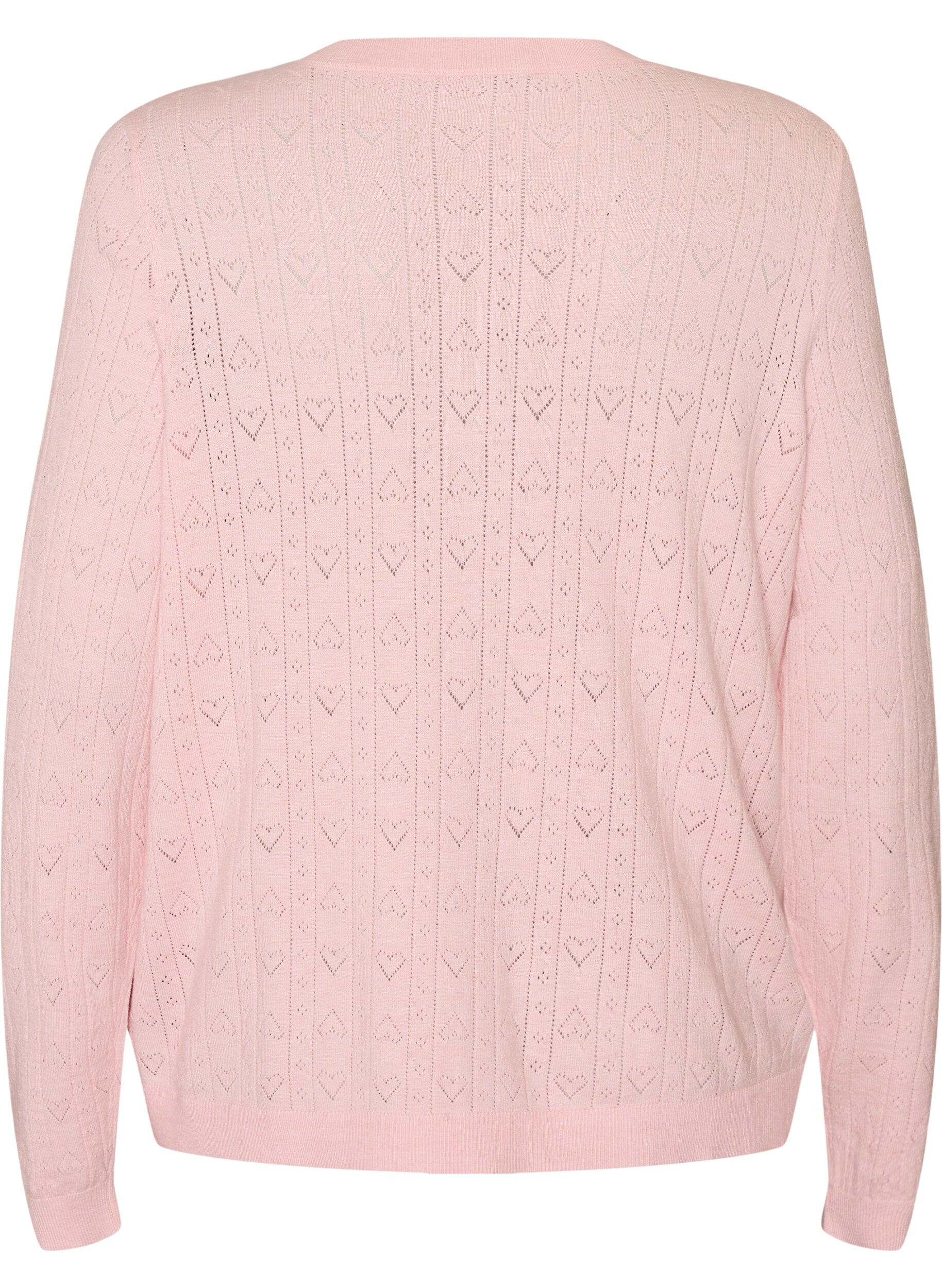 ZizzifashionKnitted cardigan with heart eyelet embroidery, Pink, Packshot image number 1