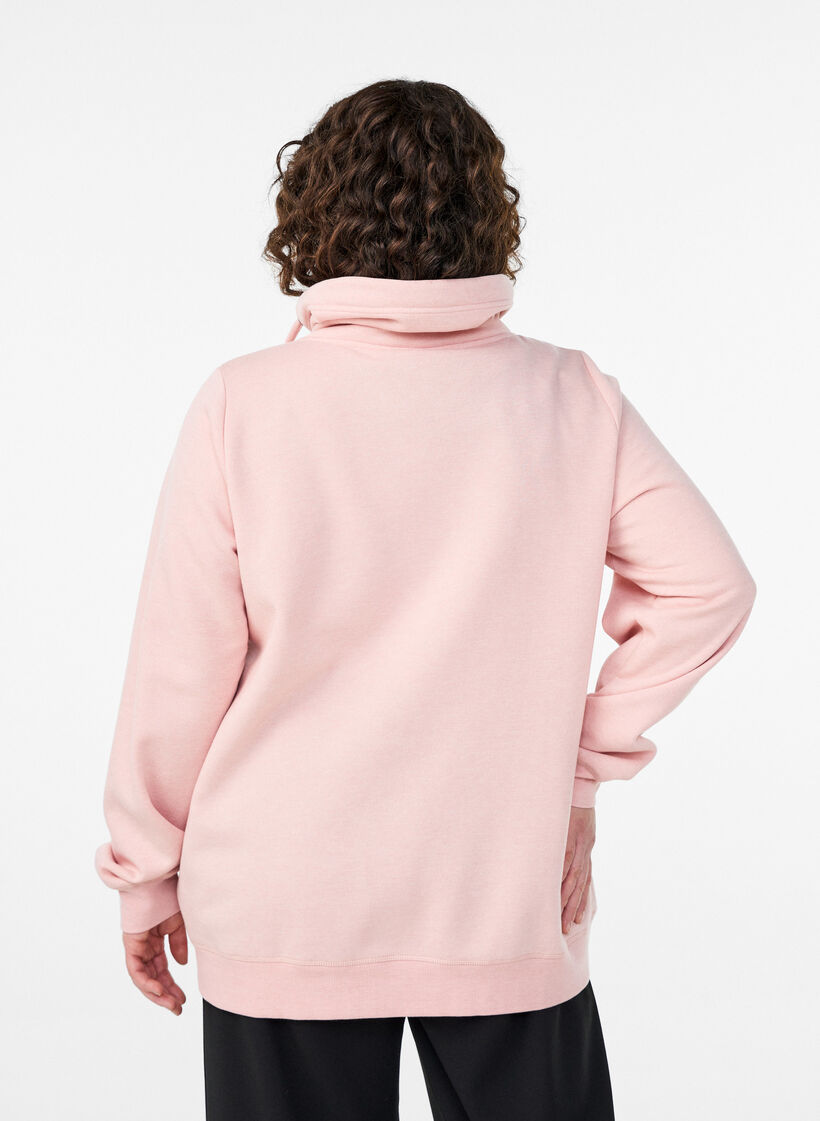Sweatshirt with high collar and pockets, Red, Model image number 2