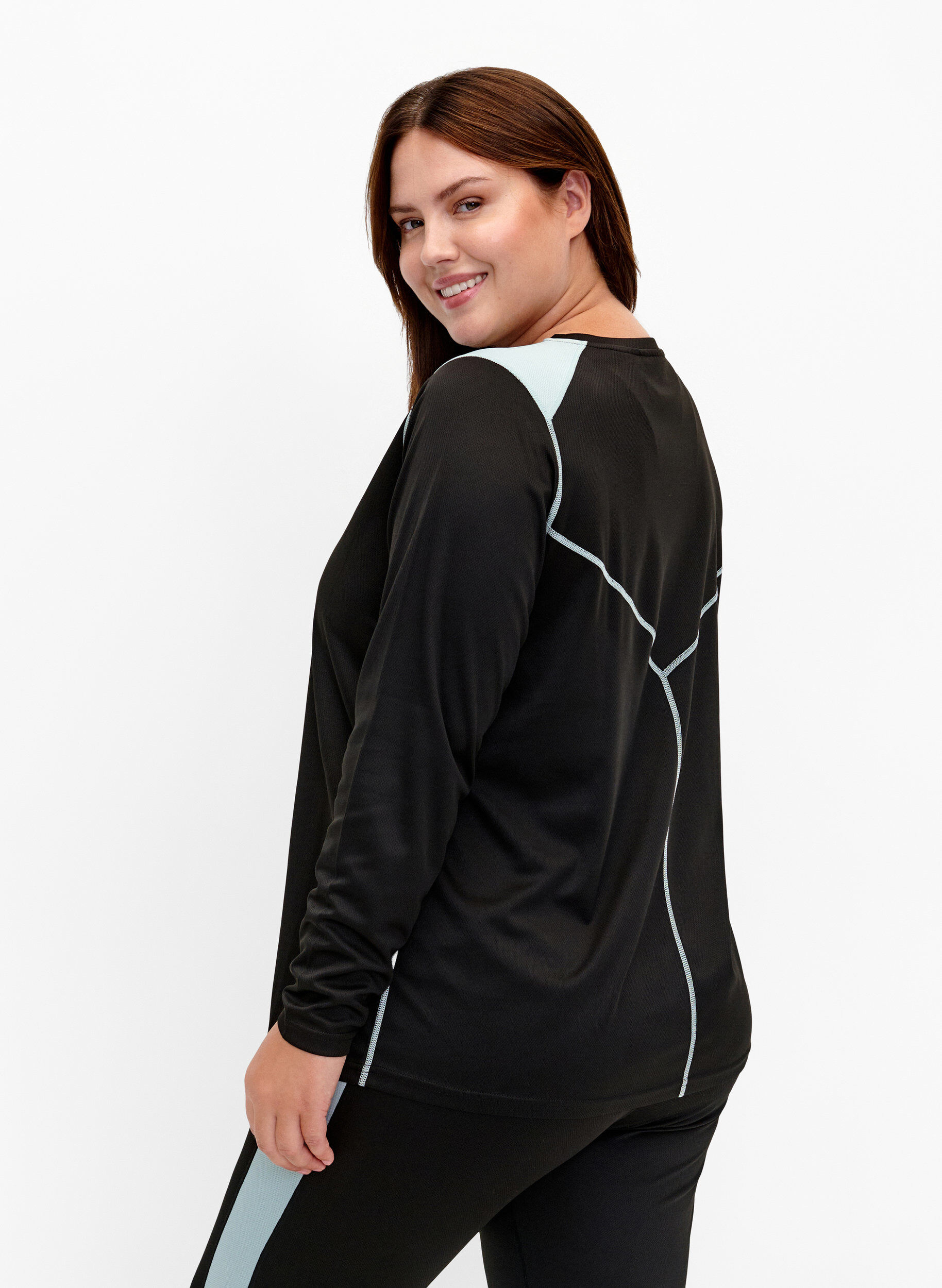 Zizzifashion Ski undershirt with colourblock, Black w. Gray Mist, Model image number 1