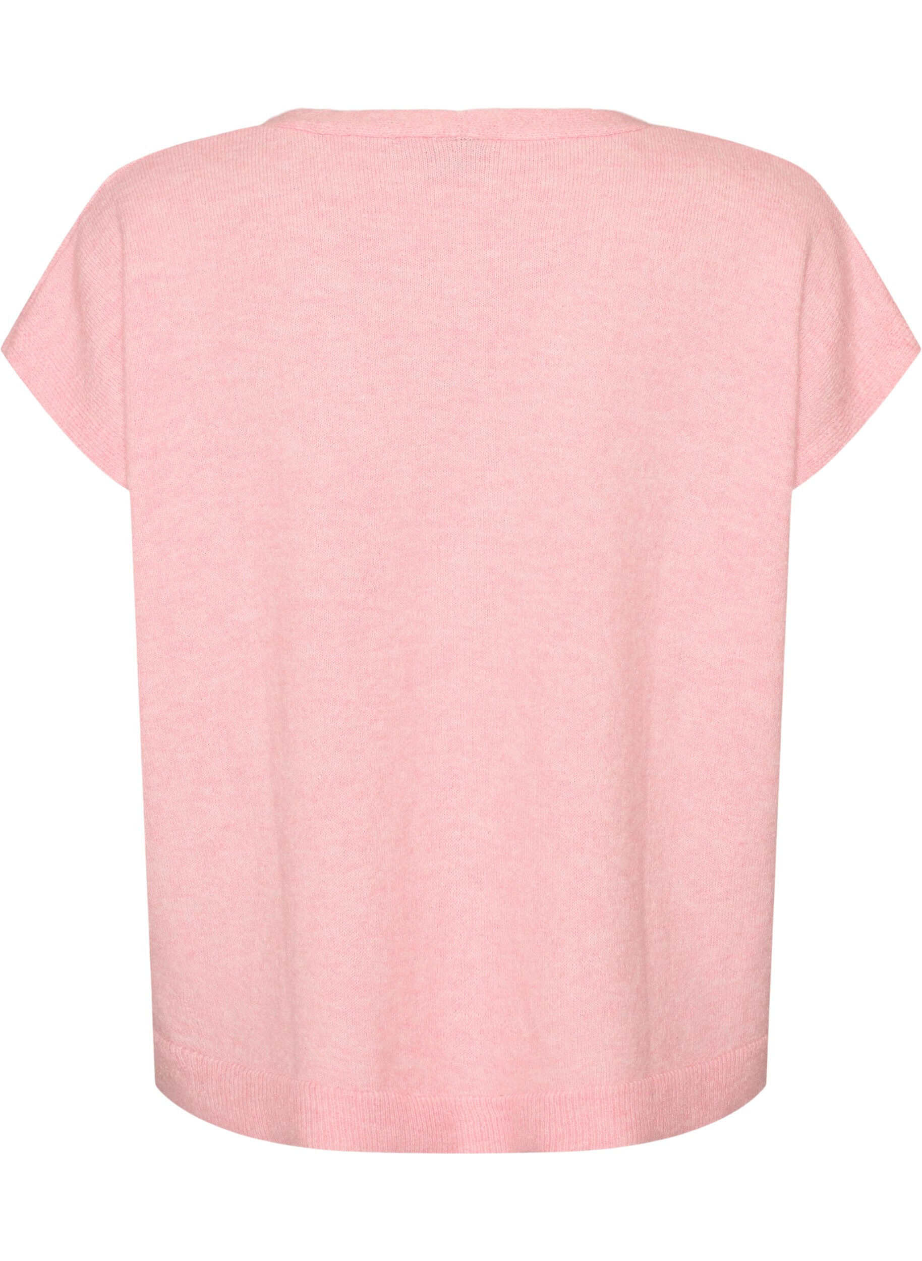 ZizzifashionKnitted vest with V-neck and decorative buttons, Pink, Packshot image number 1
