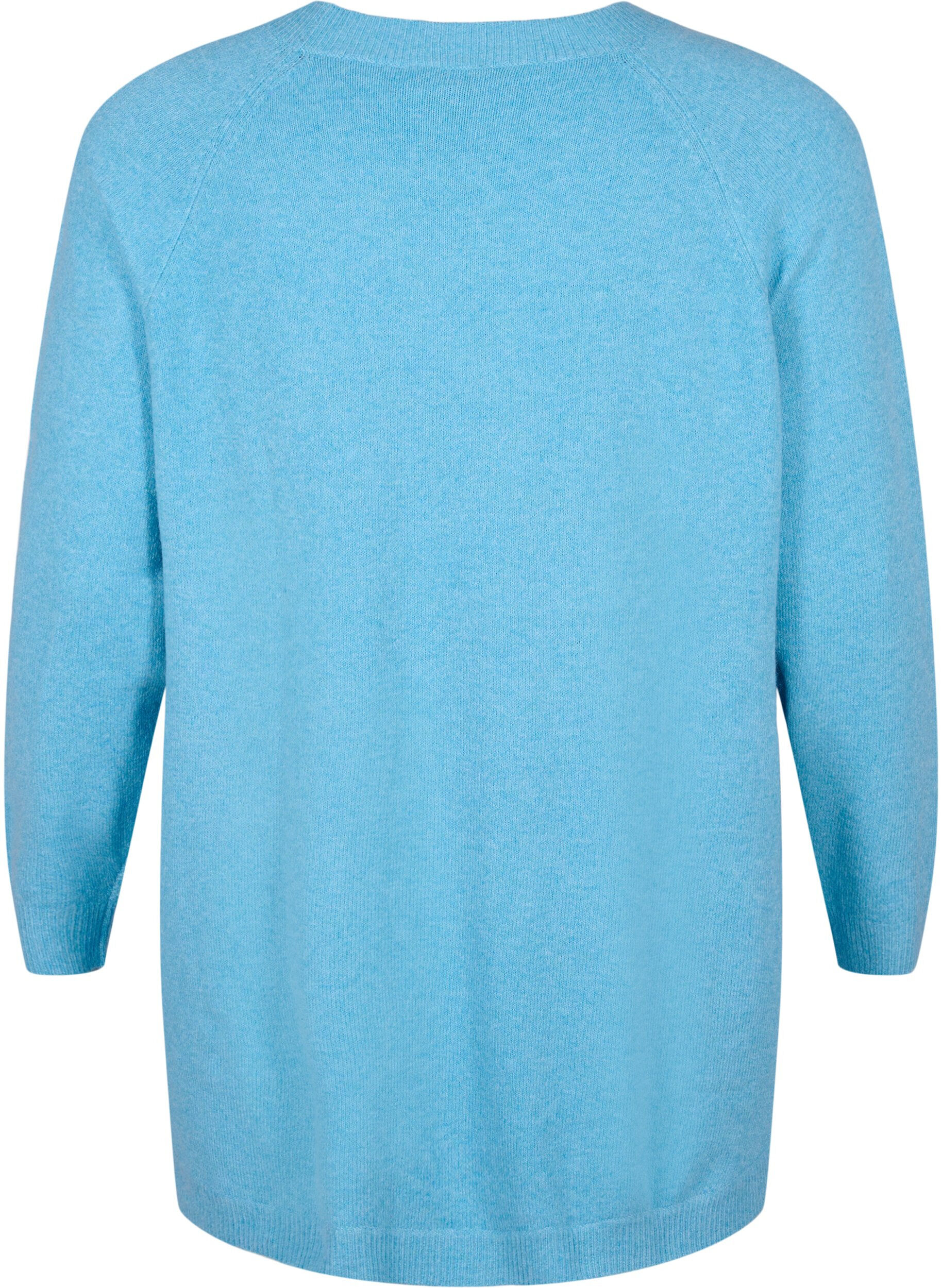 Zizzifashion Marled knitted sweater with button details, River Blue WhiteMel., Packshot image number 1