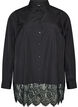 Loose shirt with a wide lace trim, Black, Packshot image number 0