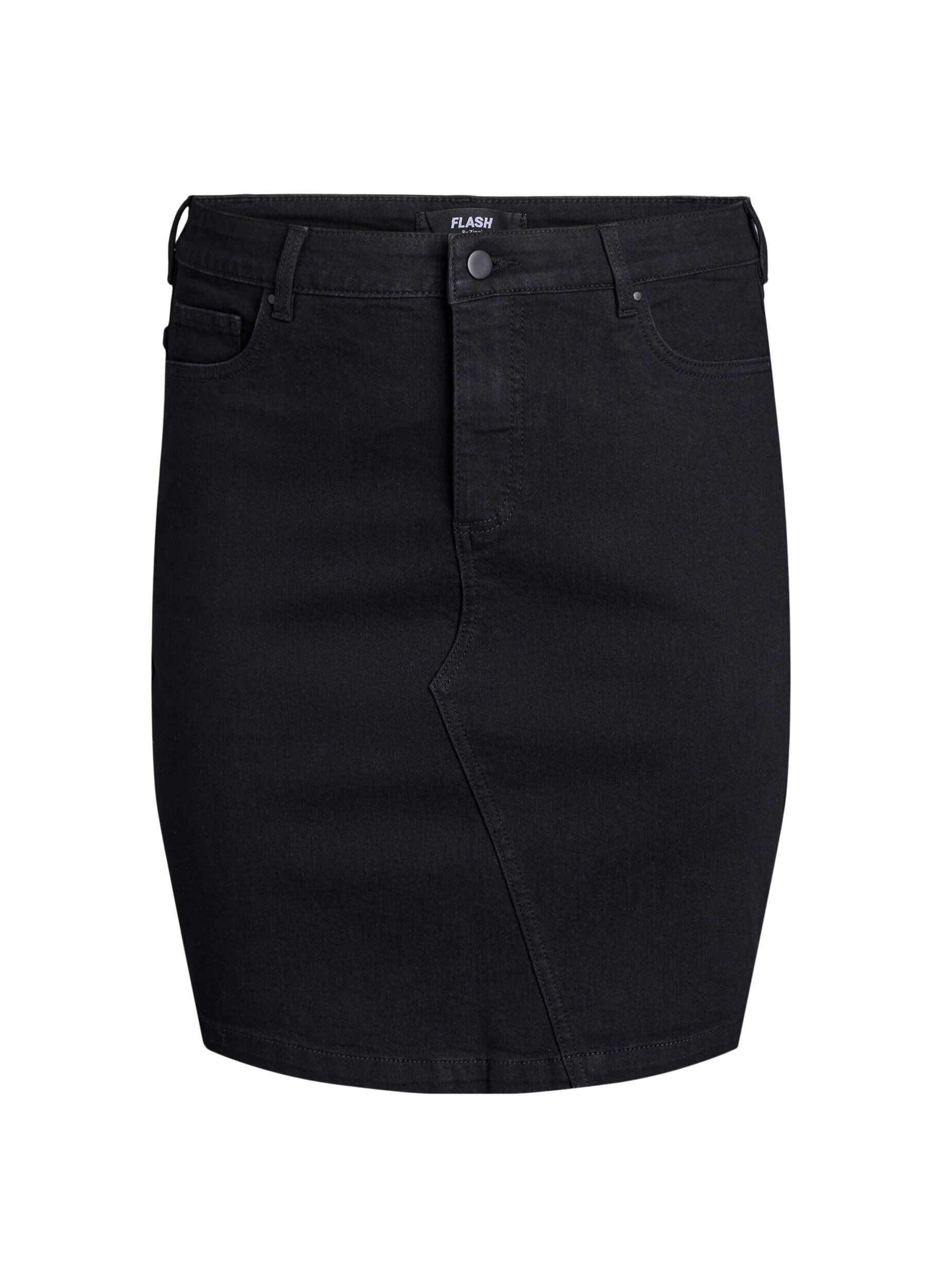 Zizzifashion Tight-fitting denim skirt, Black, Packshot image number 0