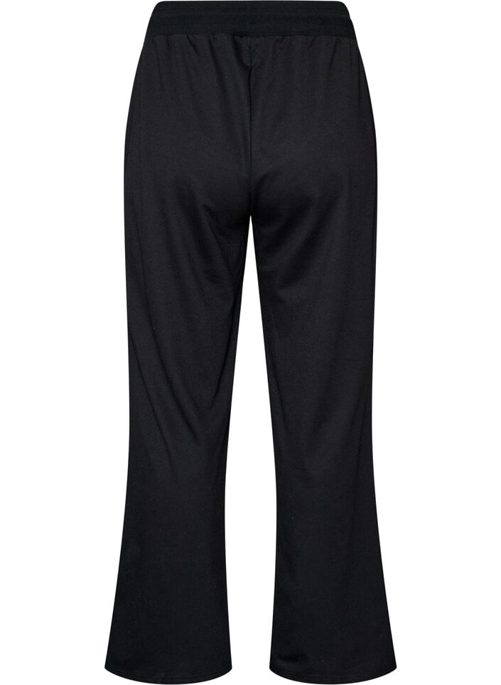 Wide-leg training trousers with a high waist, Black, Packshot image number 1