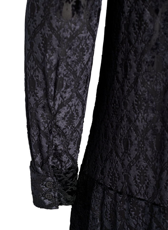 Short dress with a velour pattern, Black, Packshot image number 3
