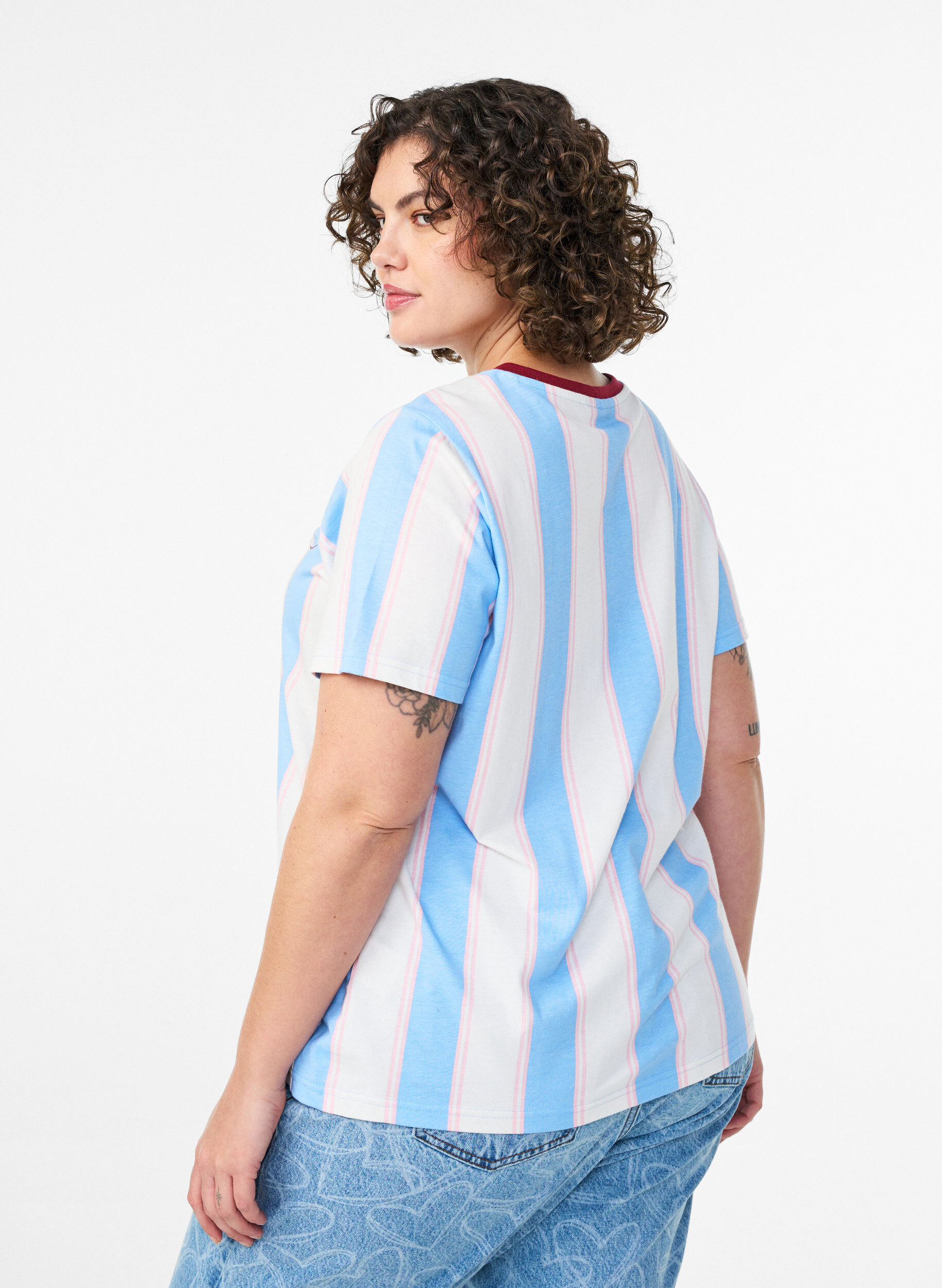 Zizzifashion T-shirt with stripes and text print, Blue, Model image number 2