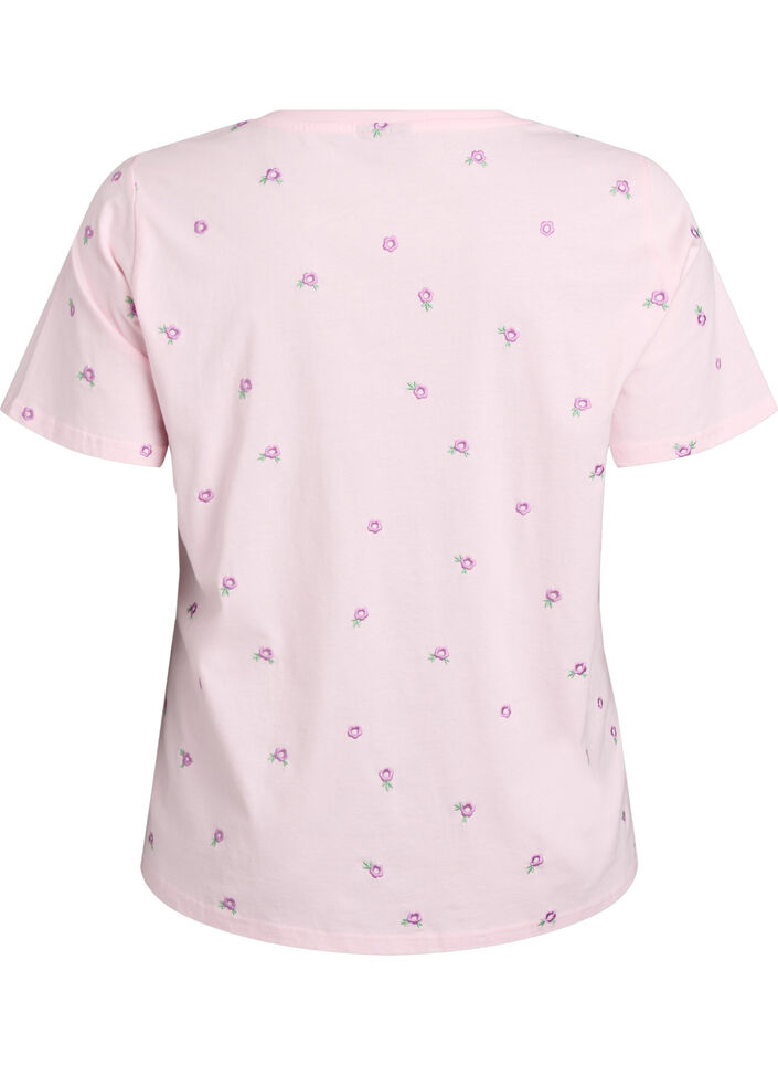 T-shirt in organic cotton with embroidered motifs, Pink, Packshot image number 1