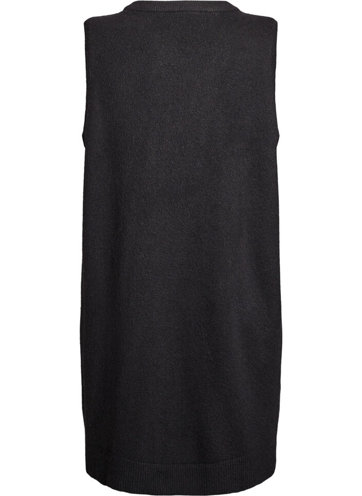 Short sleeveless knitted dress, Black, Packshot image number 1